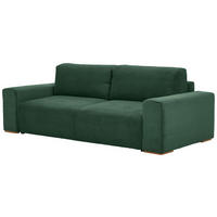 SCHLAFSOFA  mit Liegefunktion Cord Grün  - Buchefarben/Schwarz, KONVENTIONELL, Holz/Kunststoff (255/86/123cm) - Livetastic