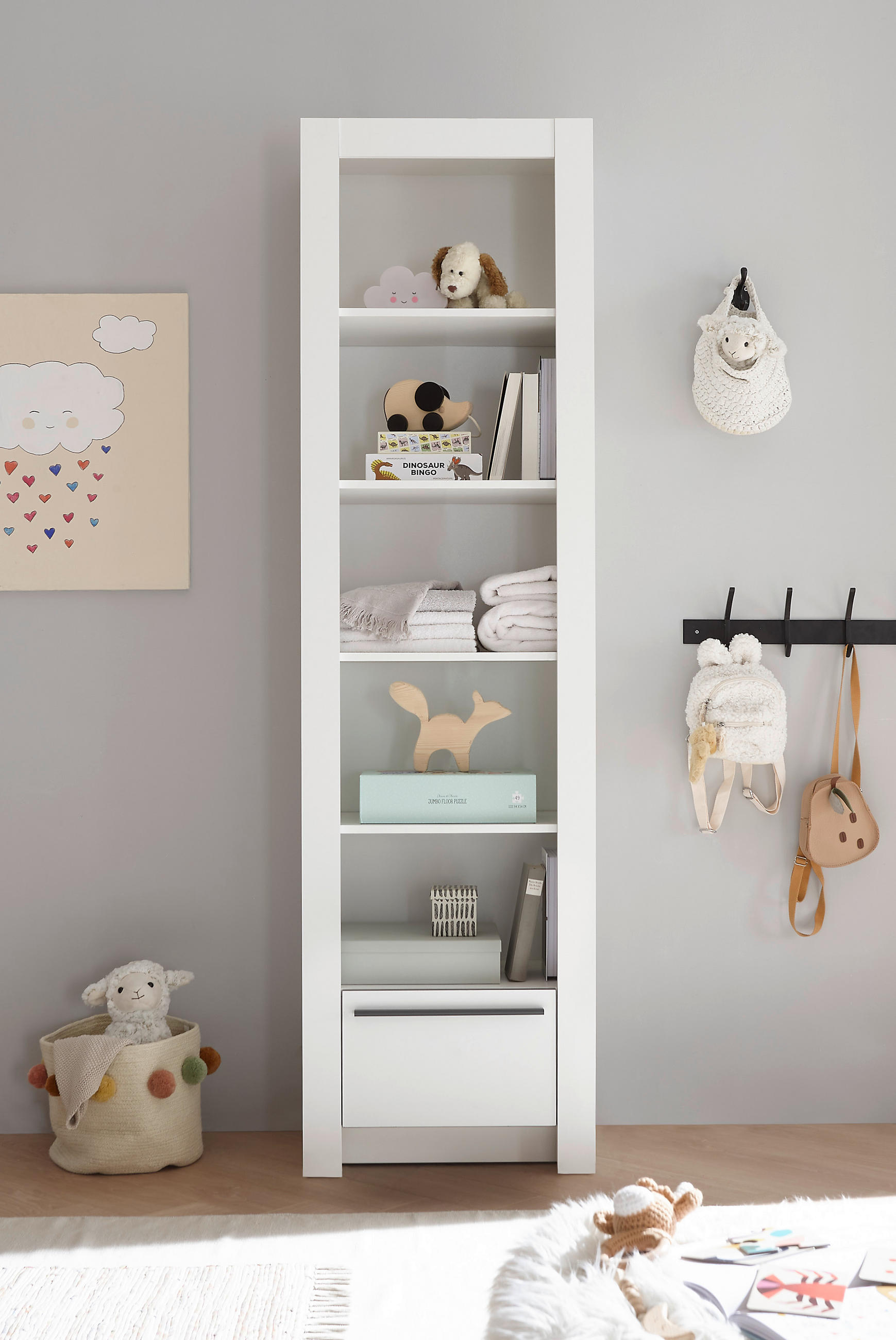 STANDREGAL  Weiß  - Graphitfarben/Weiß, Basics, Holzwerkstoff/Kunststoff (54/195,5/38,8cm) - My Baby Lou