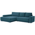 ECKSOFA in Samt Blau  - Blau/Silberfarben, Design, Holz/Textil (195/293cm) - Cantus