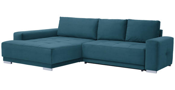 ECKSOFA in Samt Blau  - Blau/Silberfarben, Design, Holz/Textil (195/293cm) - Cantus