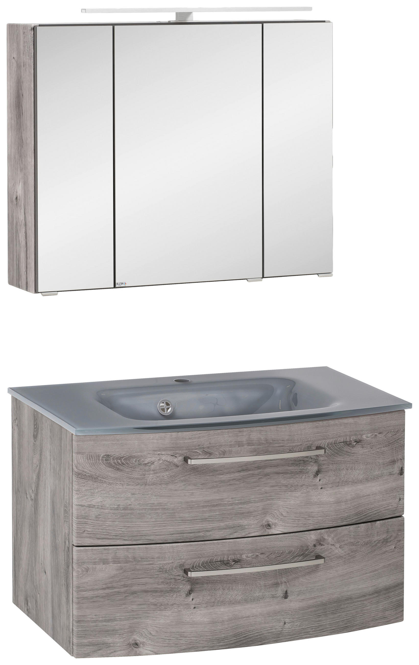 BADRUM 80 cm  - grå/ekfärgad, Klassisk, trämaterial/glas (80cm) - Held