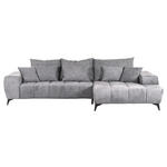 ECKSOFA in Flachgewebe Hellgrau  300/205 cm  - Hellgrau/Schwarz, KONVENTIONELL, Textil/Metall (300/205cm) - Carryhome