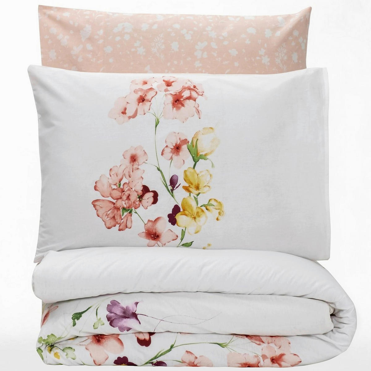 BETTWÄSCHE 135/200 cm  - Lachsfarben/Weiß, Basics, Textil (135/200cm)