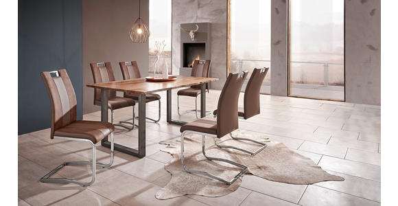 SCHWINGSTUHL in Stahl Lederlook, Mikrofaser - Chromfarben/Grau, Design, Textil/Metall (42,50/99,50/56cm) - Carryhome