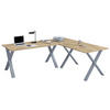 ECKSCHREIBTISCH 190/80/76 cm  in Honigeiche, Silberfarben  - Honigeiche/Silberfarben, MODERN, Holzwerkstoff/Metall (190/80/76cm) - MID.YOU