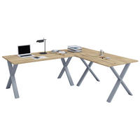 ECKSCHREIBTISCH 160/130/76 cm  in Silberfarben, Honigeiche  - Honigeiche/Silberfarben, MODERN, Holzwerkstoff/Metall (160/130/76cm) - MID.YOU