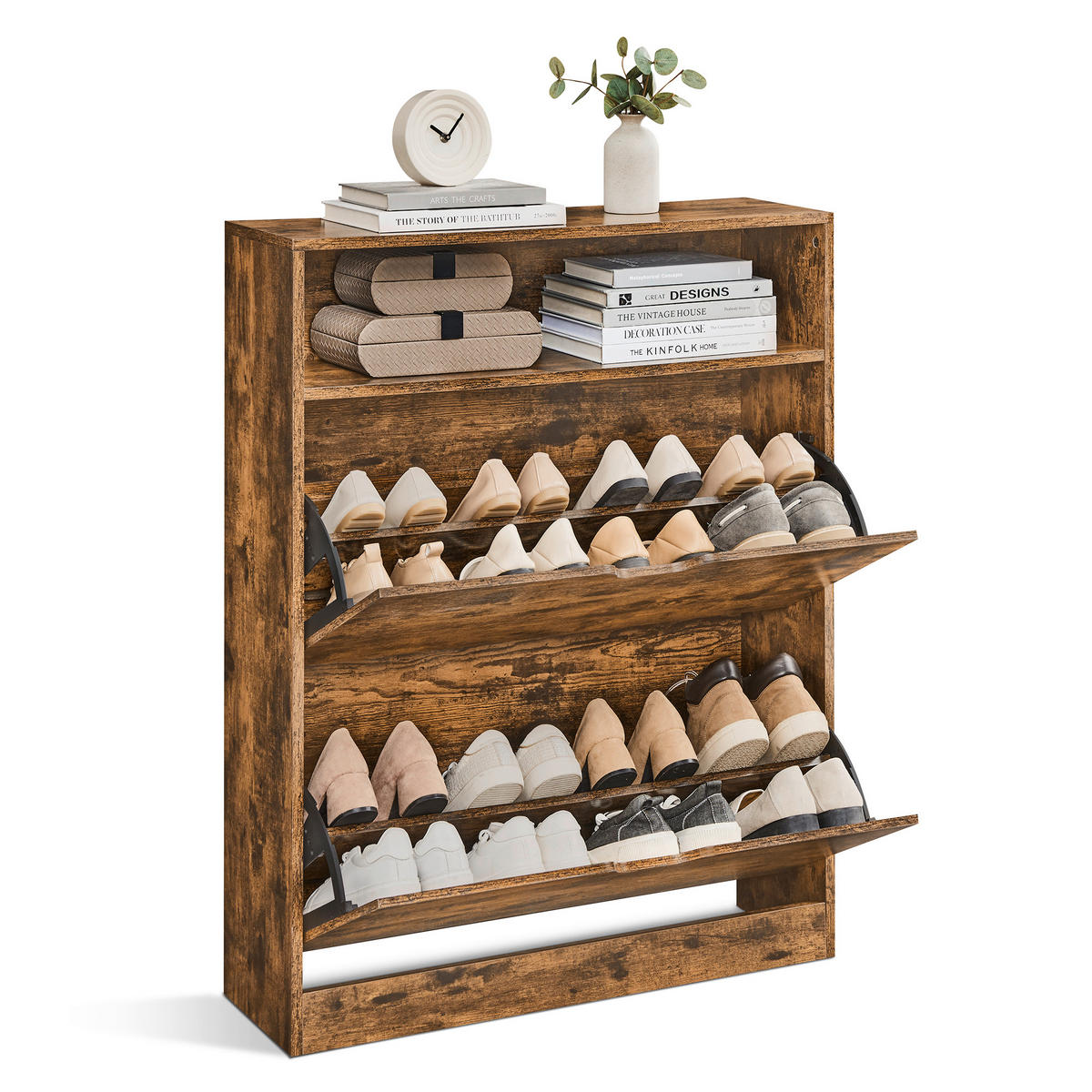 SCHUHKIPPER - Braun, MODERN, Holzwerkstoff (80/102/24cm) - MID.YOU