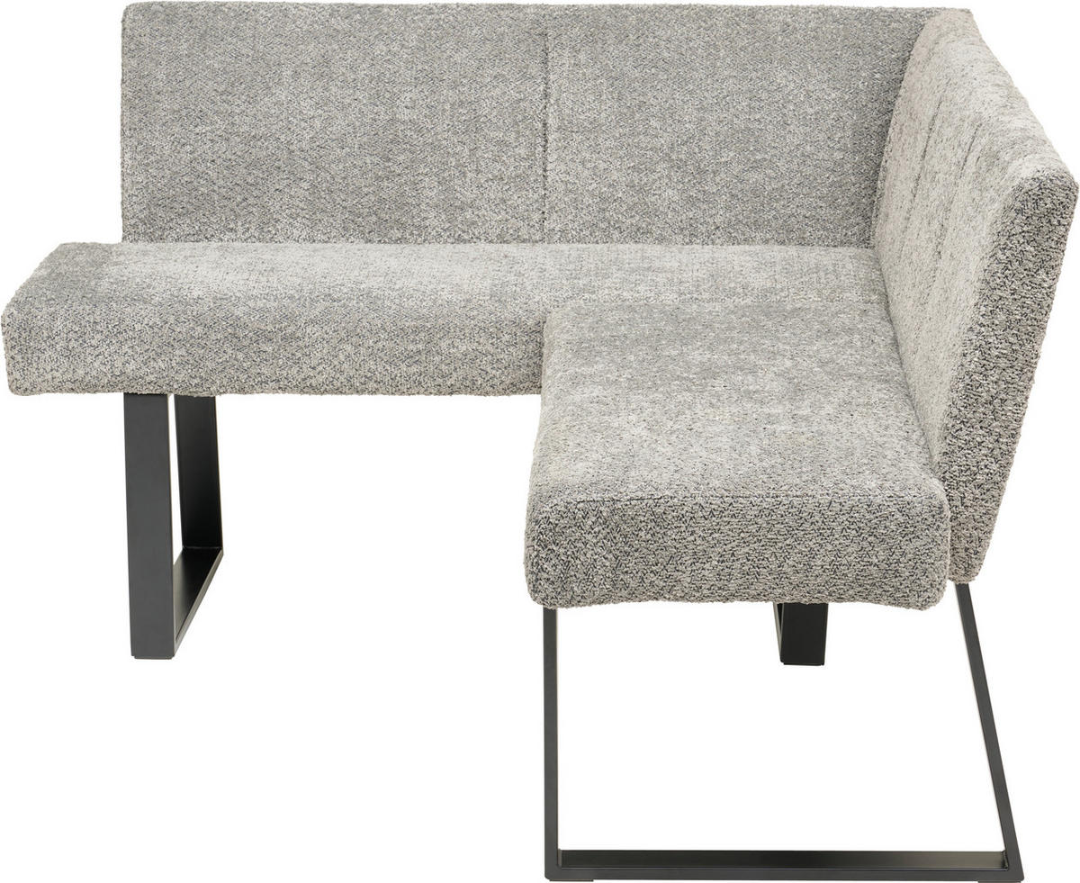ECKBANK Metall, Textil Grau  - Schwarz/Grau, Konventionell, Textil/Metall (130/160cm) - MID.YOU