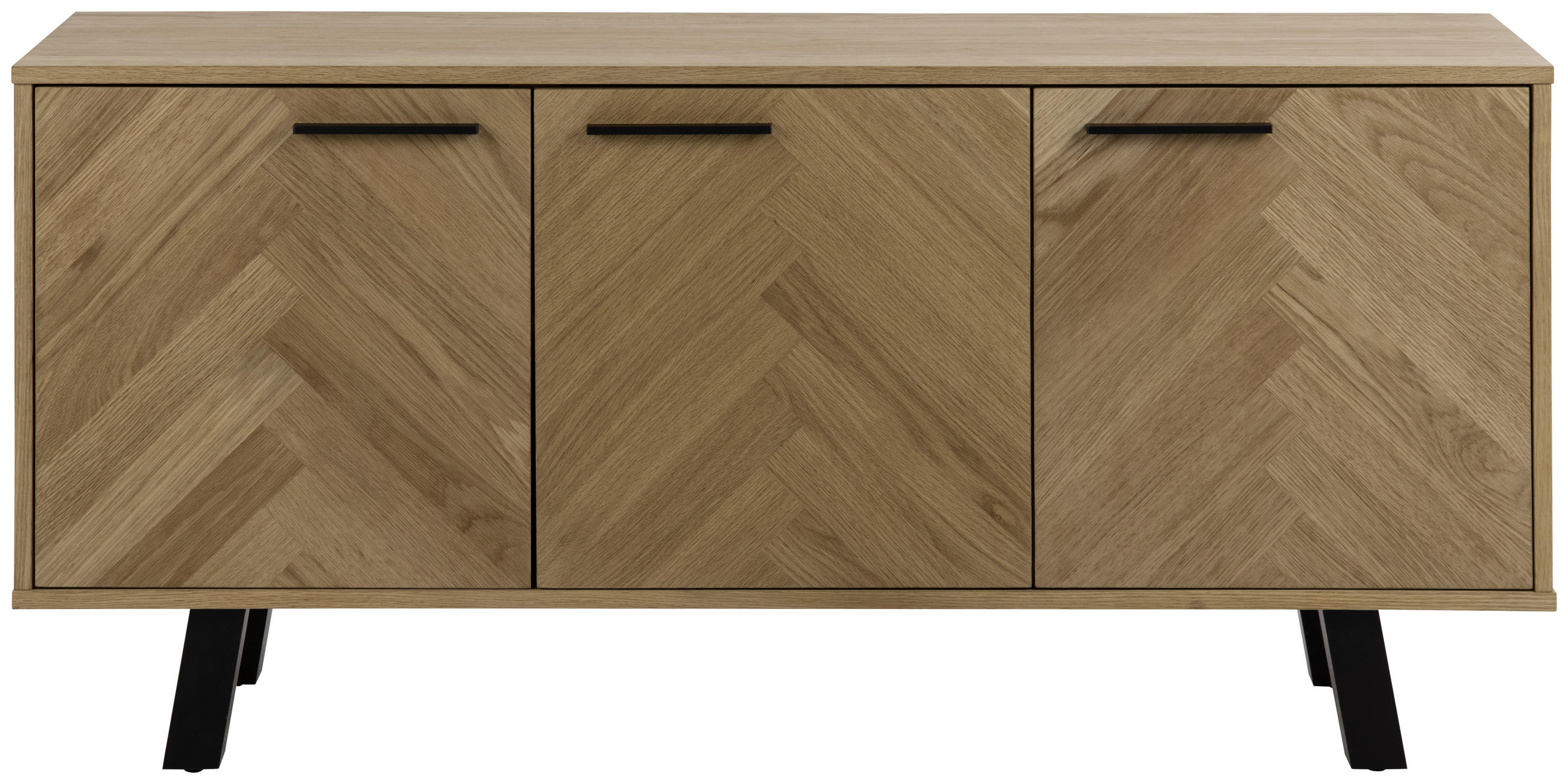 COMODĂ CU UȘI 150/71/40 cm  - culoare lemn stejar/negru, Konventionell, material pe bază de lemn (150/71/40cm) - MID.YOU