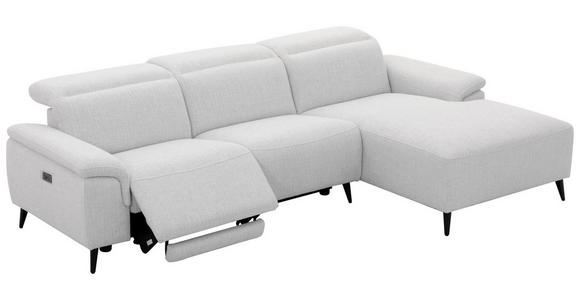 ECKSOFA  in Leinenoptik Hellgrau, Grauweiß  270/171 cm  - Schwarzchrom/Hellgrau, Design, Holz/Kunststoff (270/171cm) - Xora