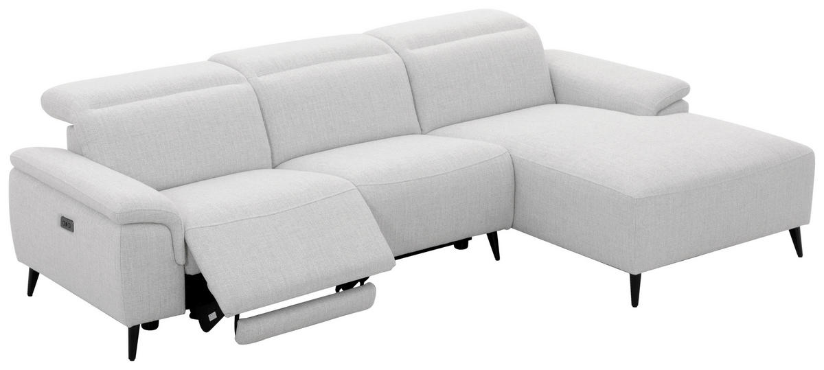 ECKSOFA inkl. Funktionen Hellgrau Leinenoptik  - Schwarzchrom/Hellgrau, Design, Holz/Kunststoff (270/75/171cm) - Xora