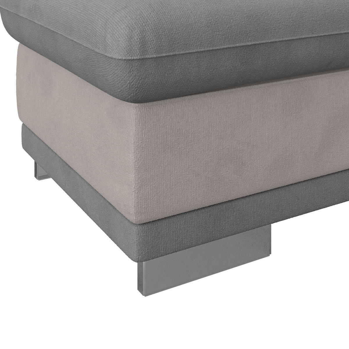 HOCKER Mikrofaser Grau, Dunkelgrau  - Chromfarben/Dunkelgrau, KONVENTIONELL, Textil/Metall (97/47/67cm) - MID.YOU