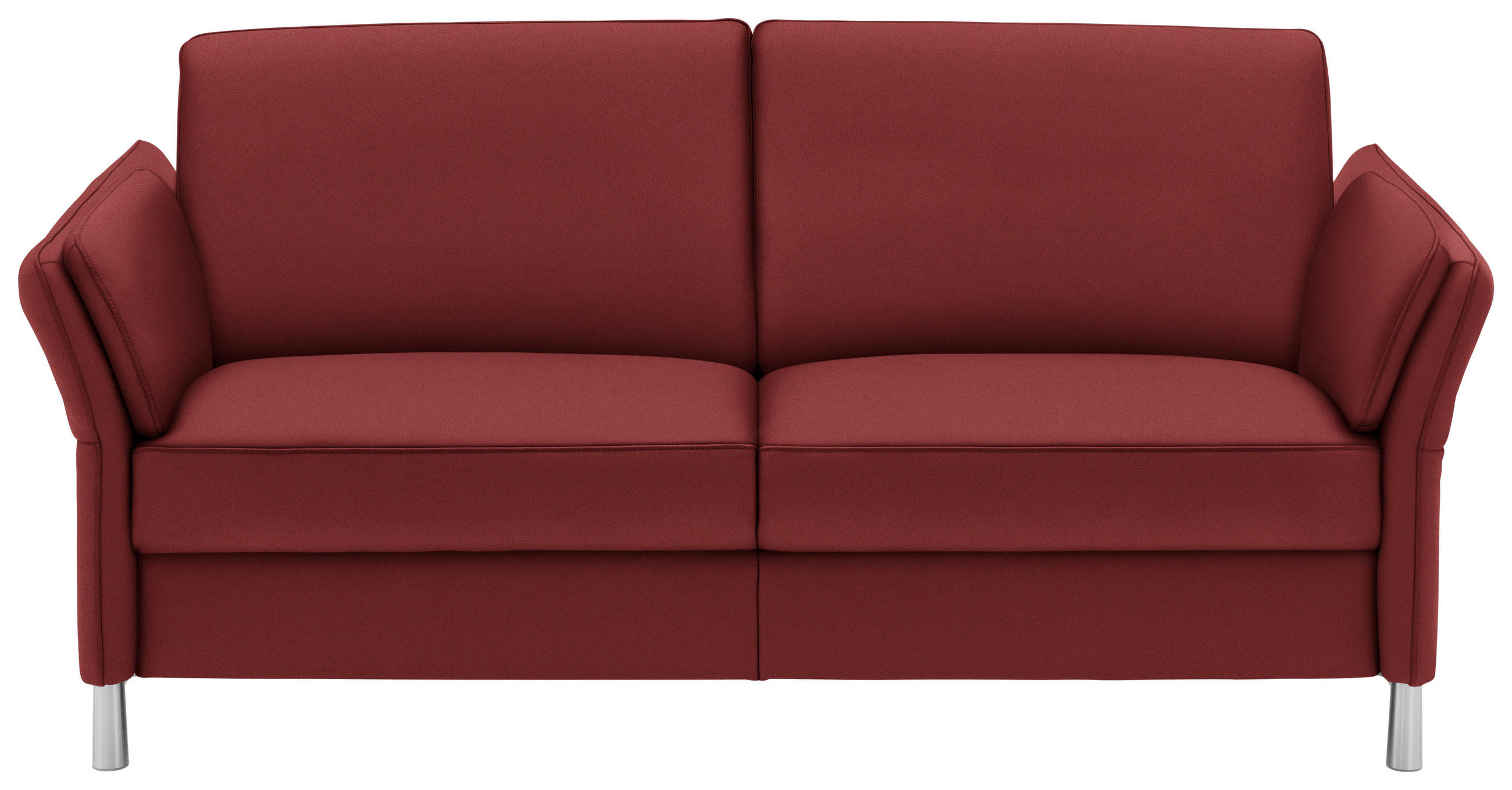 2,5-SITZER in Leder Bordeaux  - Bordeaux/Alufarben, Design, Leder/Metall (164cm) - Dieter Knoll