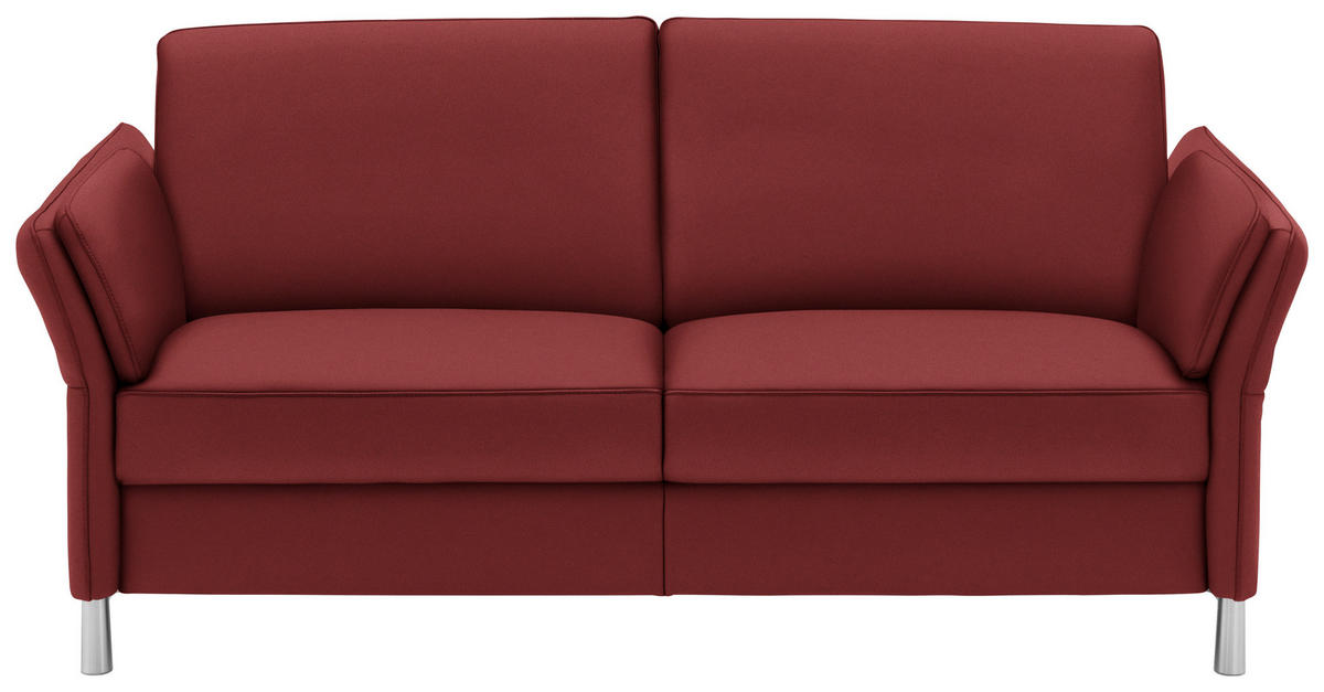 2,5-SITZER in Echtleder Bordeaux  - Bordeaux/Alufarben, Design, Leder/Metall (164cm) - Dieter Knoll