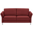 2,5-SITZER in Leder Bordeaux  - Bordeaux/Alufarben, Design, Leder/Metall (164cm) - Dieter Knoll