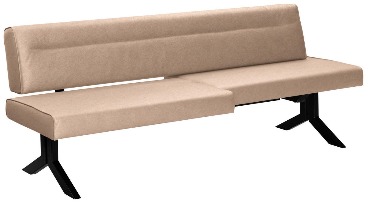 SITZBANK in Metall, Textil Beige  - Beige/Schwarz, Konventionell, Textil/Metall (220/87/70-86cm) - Moderano