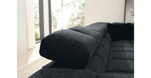 ECKSOFA in Flachgewebe Graphitfarben  - Schwarz/Graphitfarben, Design, Kunststoff/Textil (213/317cm) - Hom`in