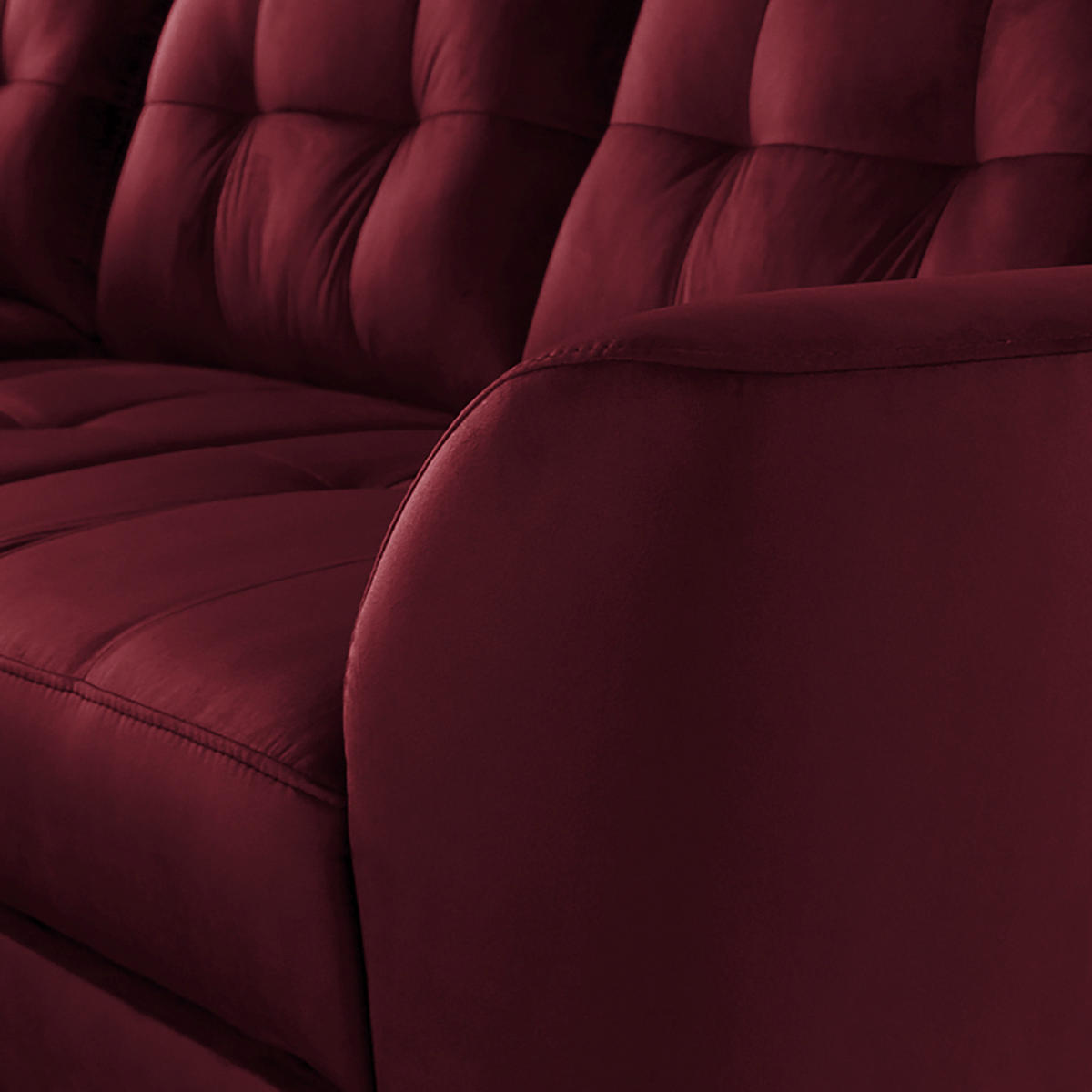 ECKSOFA Rot Samt  - Buchefarben/Rot, Design, Holz/Textil (190/236cm) - Livetastic