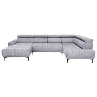 WOHNLANDSCHAFT in Velours Hellgrau  - Hellgrau/Schwarz, Design, Textil/Metall (172/340/191cm) - Stylife