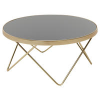 COUCHTISCH Sicherheitsglas 82/82/39 cm rund Schwarz, Goldfarben  - Goldfarben/Schwarz, Design, Glas/Metall (82/82/39cm) - MID.YOU