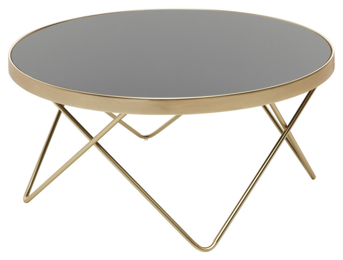 COUCHTISCH Sicherheitsglas 82/82/39 cm rund Schwarz, Goldfarben  - Goldfarben/Schwarz, Design, Glas/Metall (82/82/39cm) - MID.YOU