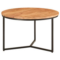 COUCHTISCH Akazie massiv 60/60/38 cm rund Akaziefarben  - Schwarz/Akaziefarben, MODERN, Holz/Metall (60/60/38cm) - MID.YOU