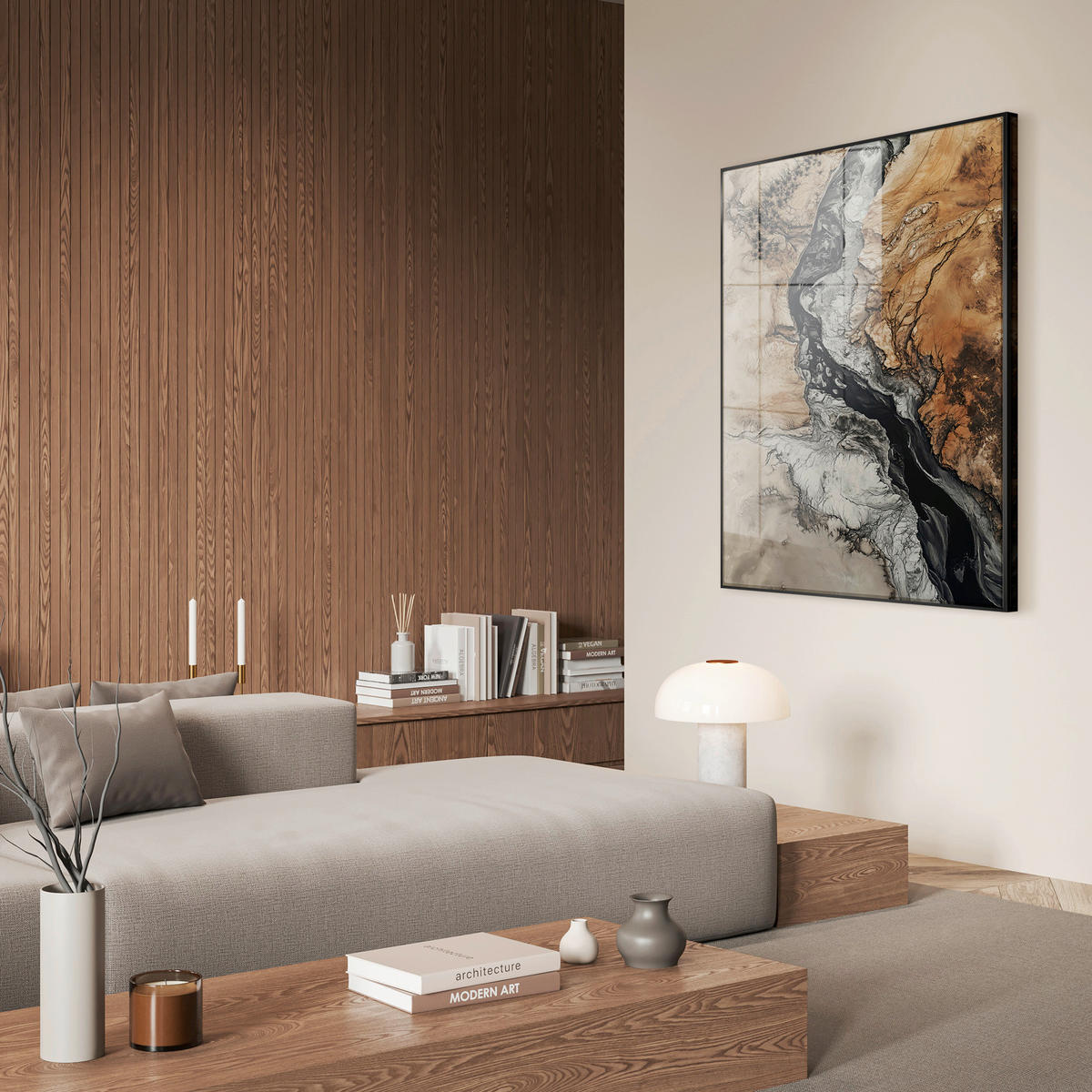 GLASBILD 80/120 cm  - Multicolor, Basics, Glas/Holz (80/120cm)