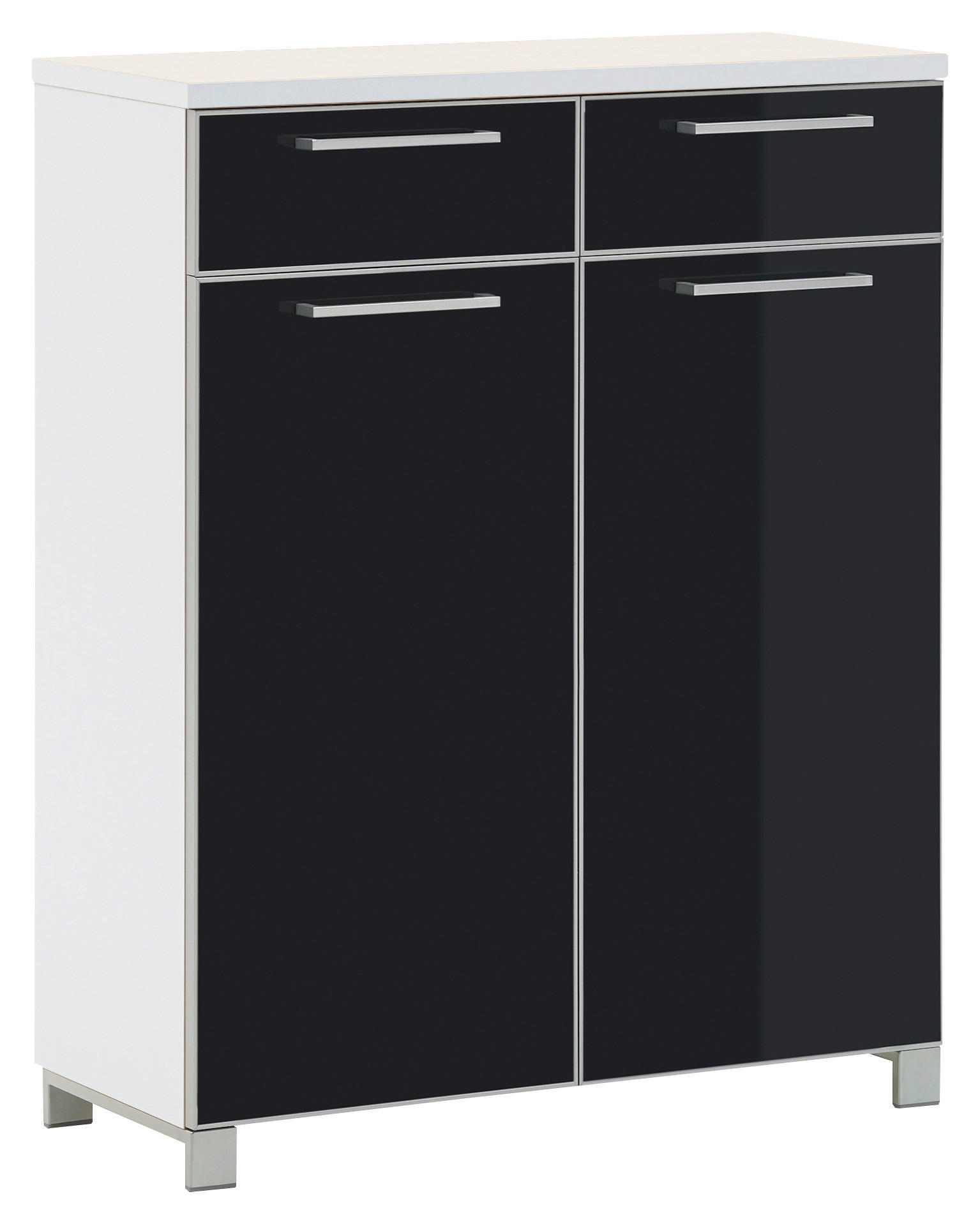 SCHUHSCHRANK Anthrazit, Weiß  - Chromfarben/Anthrazit, Design, Glas/Holzwerkstoff (84/108/37cm)