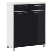 SCHUHSCHRANK Anthrazit, Weiß  - Chromfarben/Anthrazit, Design, Glas/Holzwerkstoff (84/108/37cm)