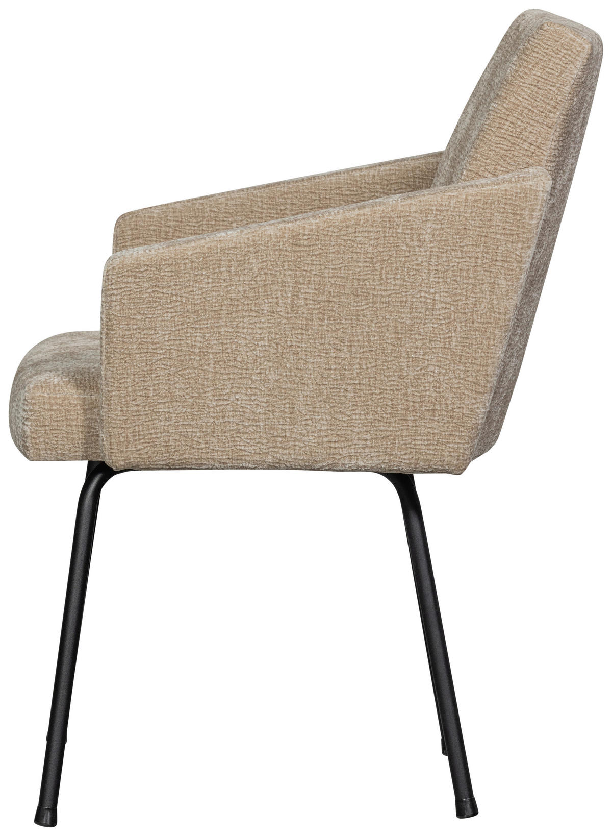 ARMLEHNSTUHL-SET 2 Stück  in Eisen Chenille  - Sandfarben/Schwarz, MODERN, Textil/Metall (61/82/65cm) - Livetastic