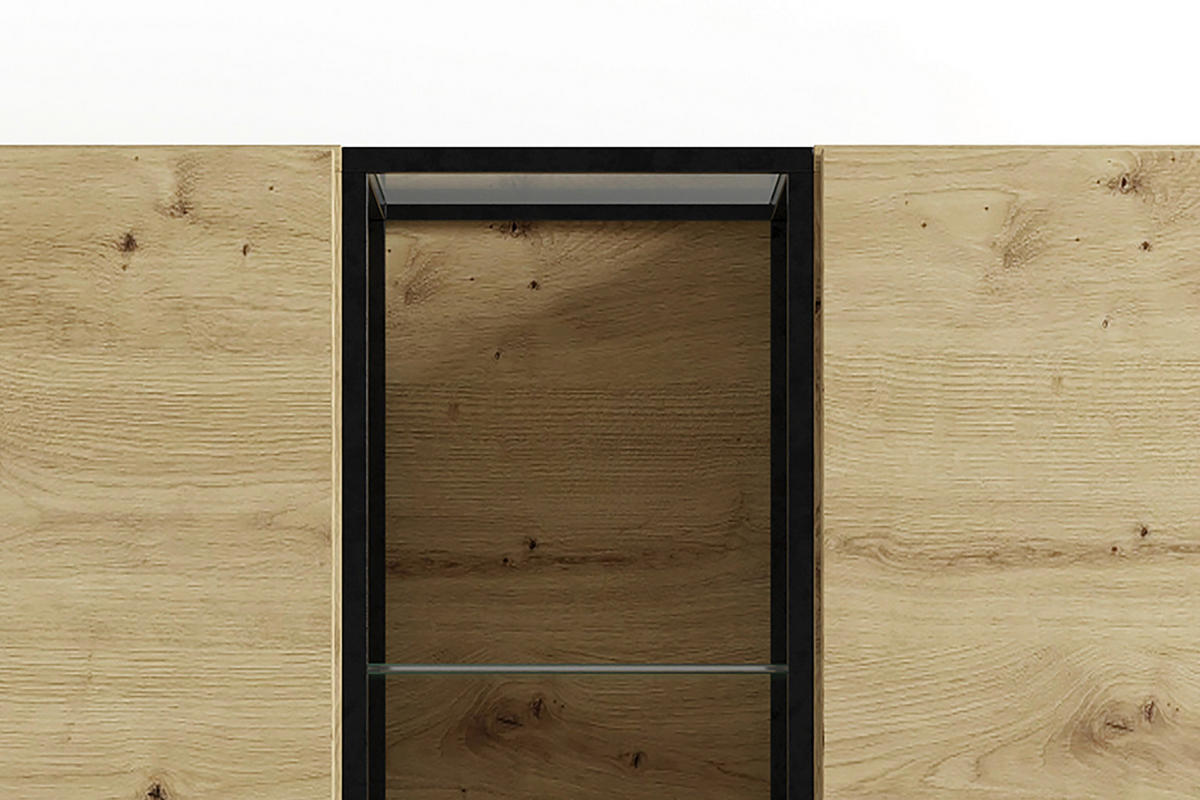 HIGHBOARD FRAME, 120/130,5/38 cm,  - Schwarz/Eiche Artisan, MODERN, Glas/Holzwerkstoff (120/130,5/38cm) - MID.YOU