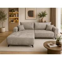 ECKSOFA BELARO Taupe Chenille  - Taupe/Schwarz, Design, Textil/Metall (177/246cm) - P & B