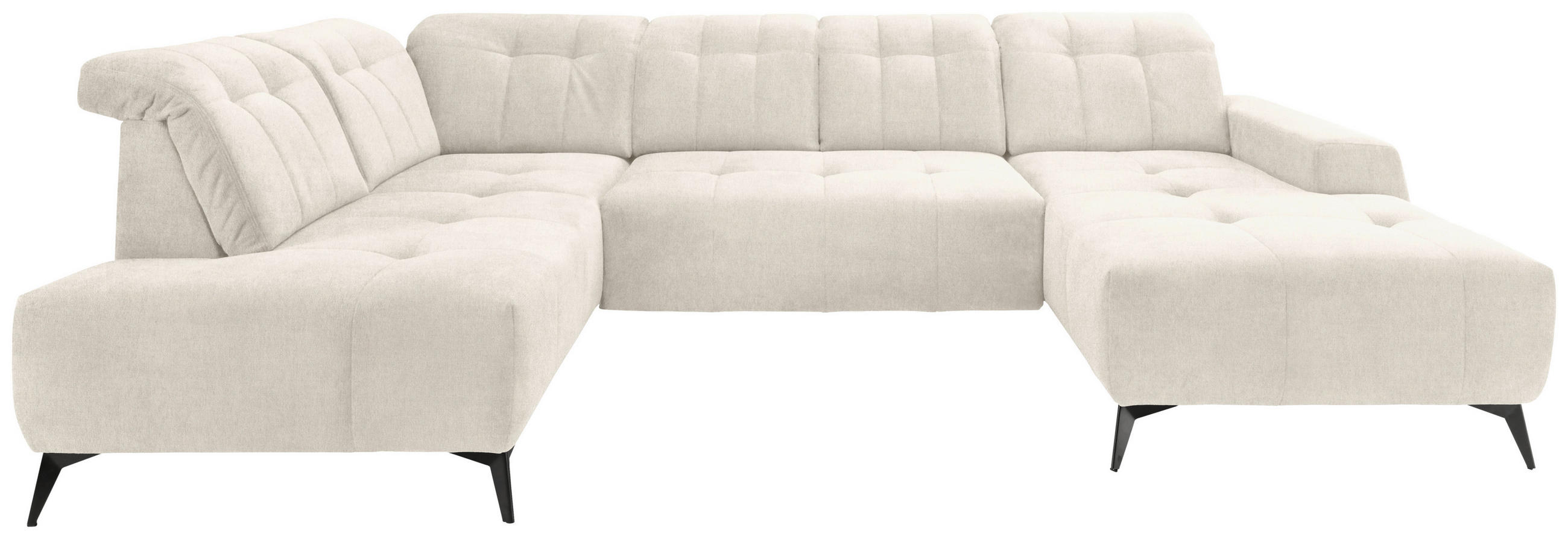 SALON PANORAMIQUE in Mikrofaser Creme  - noir/crème, Modern, textile/métal (200/337/180cm) - Livetastic