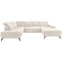 WOHNLANDSCHAFT Creme Mikrofaser  - Creme/Schwarz, MODERN, Textil/Metall (200/337/180cm) - Livetastic