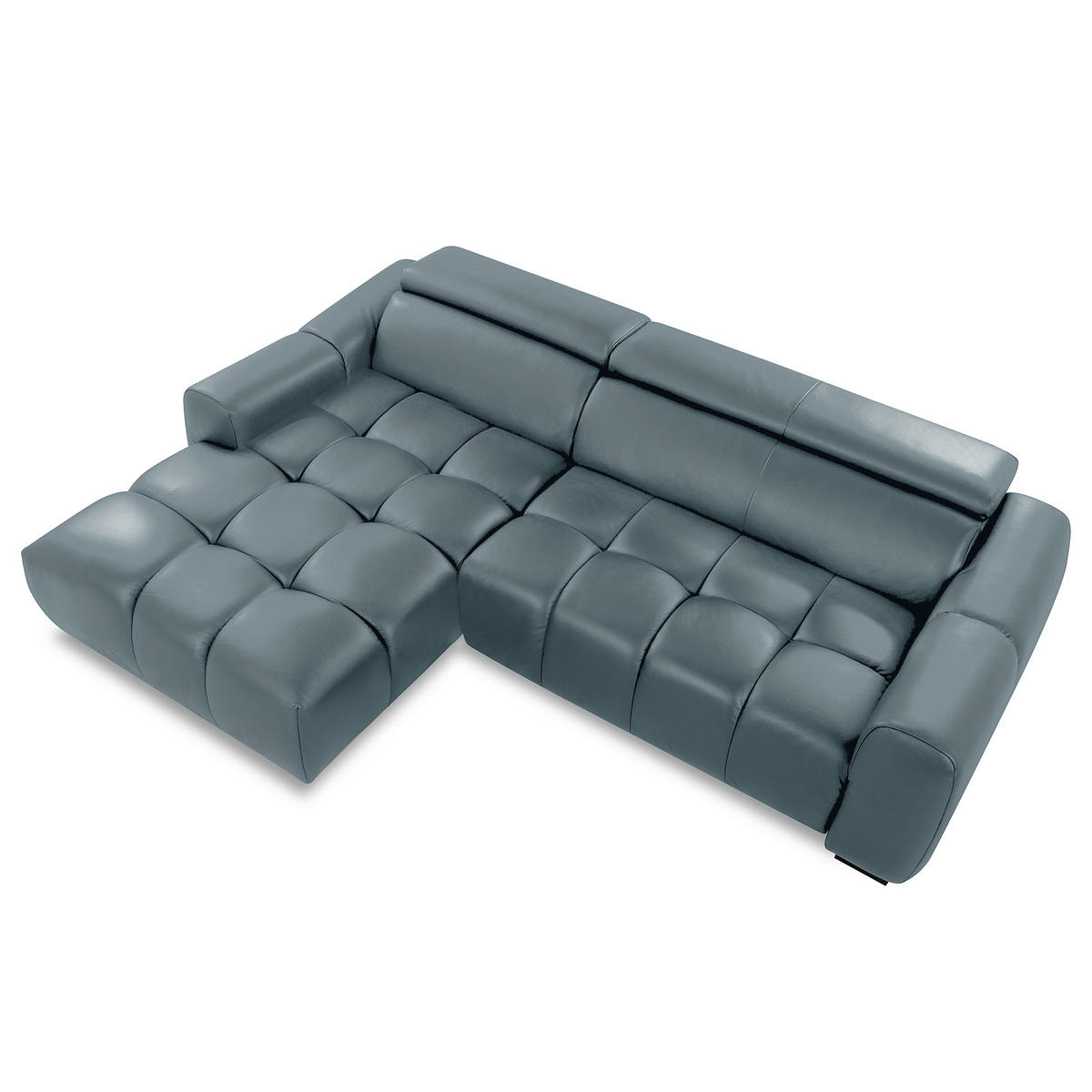 ECKSOFA  Echtleder Dunkelblau  - Schwarz/Dunkelblau, Design, Leder/Kunststoff (177/274cm) - Livetastic