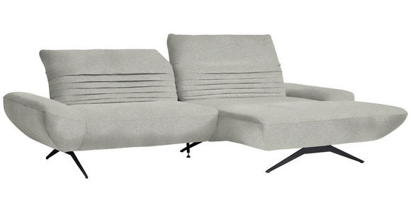 ECKSOFA  in Teddystoff Hellgrau  280/170-195 cm  - Hellgrau/Schwarz, Design, Textil/Metall (280/170-195cm) - Dieter Knoll