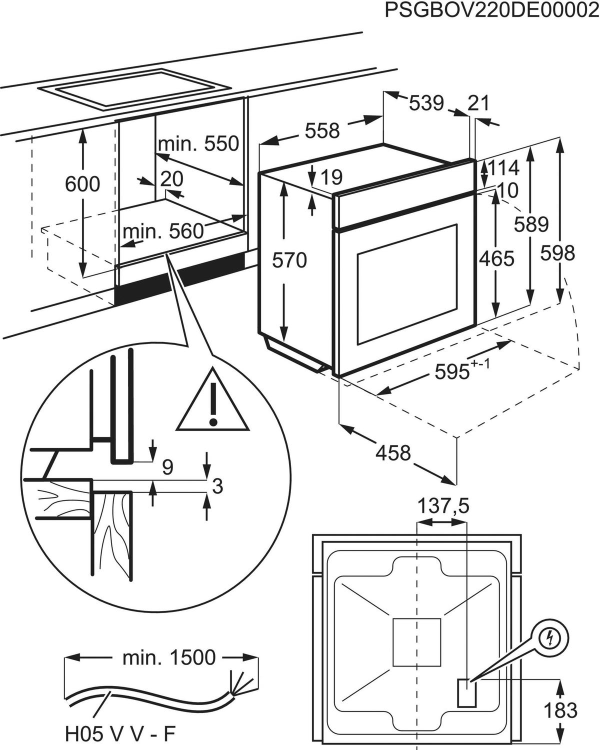 HERDSET ELXH2X1  - Edelstahlfarben, Basics, Glas/Metall (59,4/59,0/56,0cm) - Electrolux