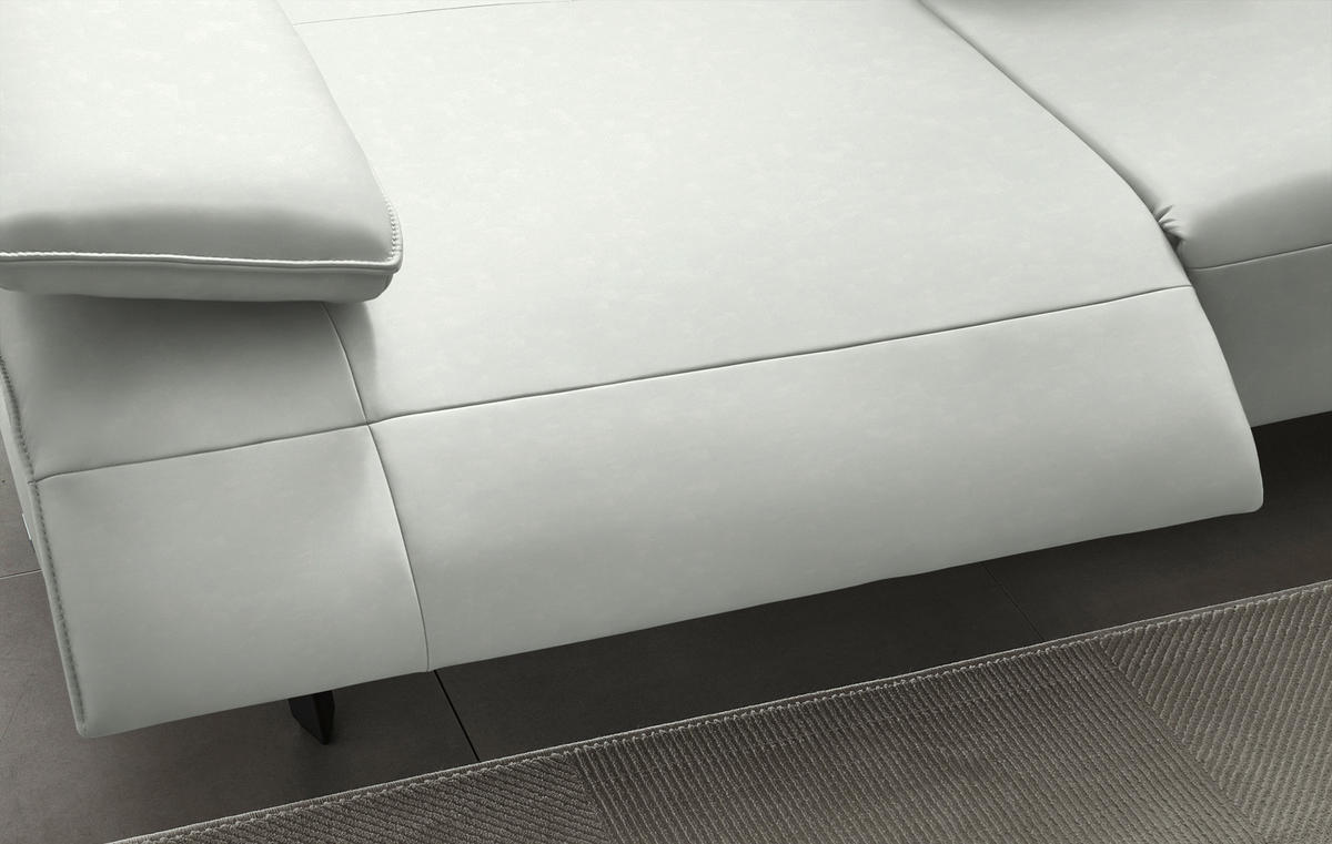 ECKSOFA  in Echtleder Ecru  290/230 cm  - Ecru/Anthrazit, Design, Leder/Metall (290/230cm) - Johann Jakob