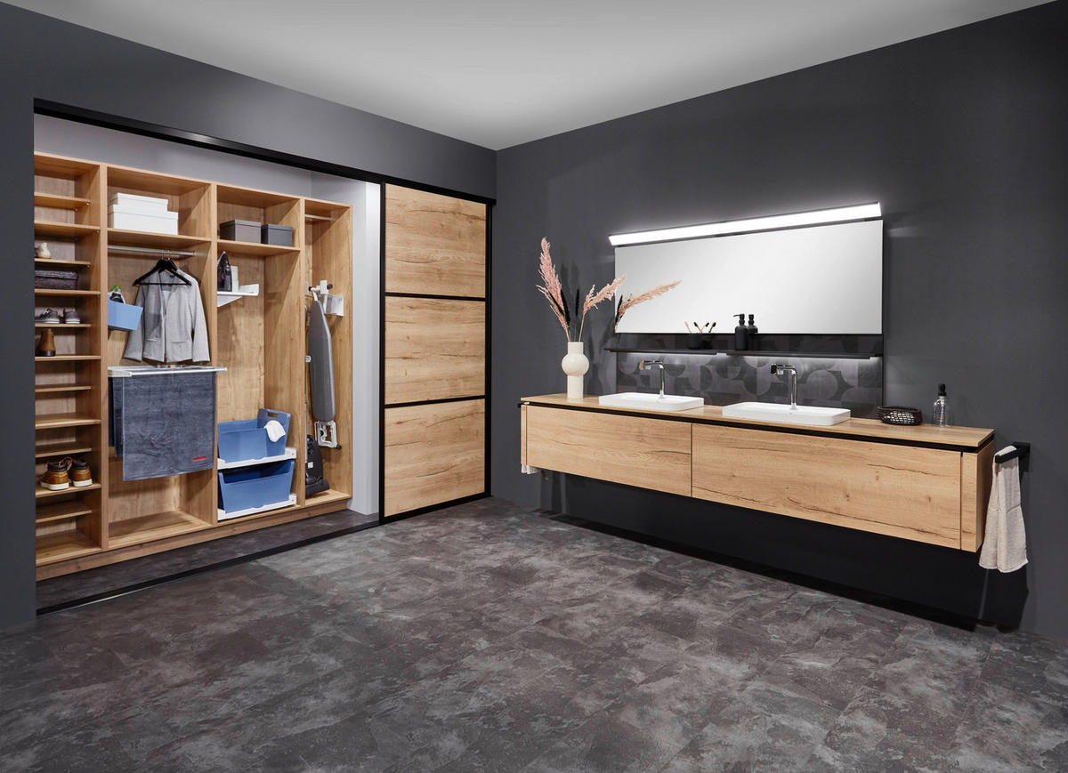 BADEZIMMER 3-teilig  in 81 cm  - Edelstahlfarben/Weiß Hochglanz, MODERN, Holzwerkstoff/Stein (81cm) - Nobilia