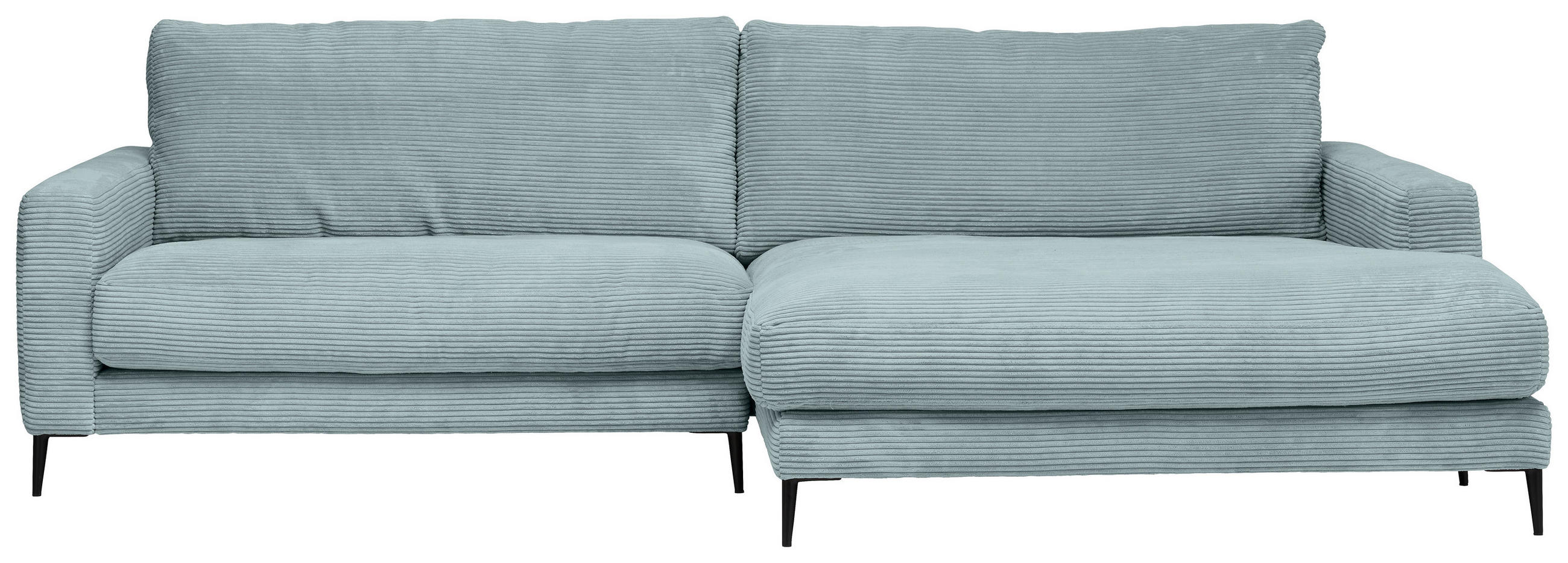 ECKSOFA in Cord Hellblau  - Schwarz/Hellblau, Design, Textil/Metall (272/190cm) - Lomoco