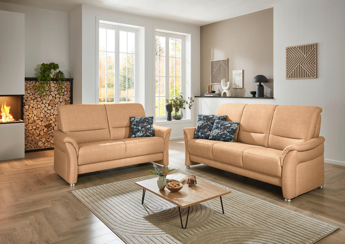 2,5-SITZER  in Flachgewebe Gelb  - Gelb/Alufarben, KONVENTIONELL, Textil/Metall (172/96/93cm) - Beldomo Premium