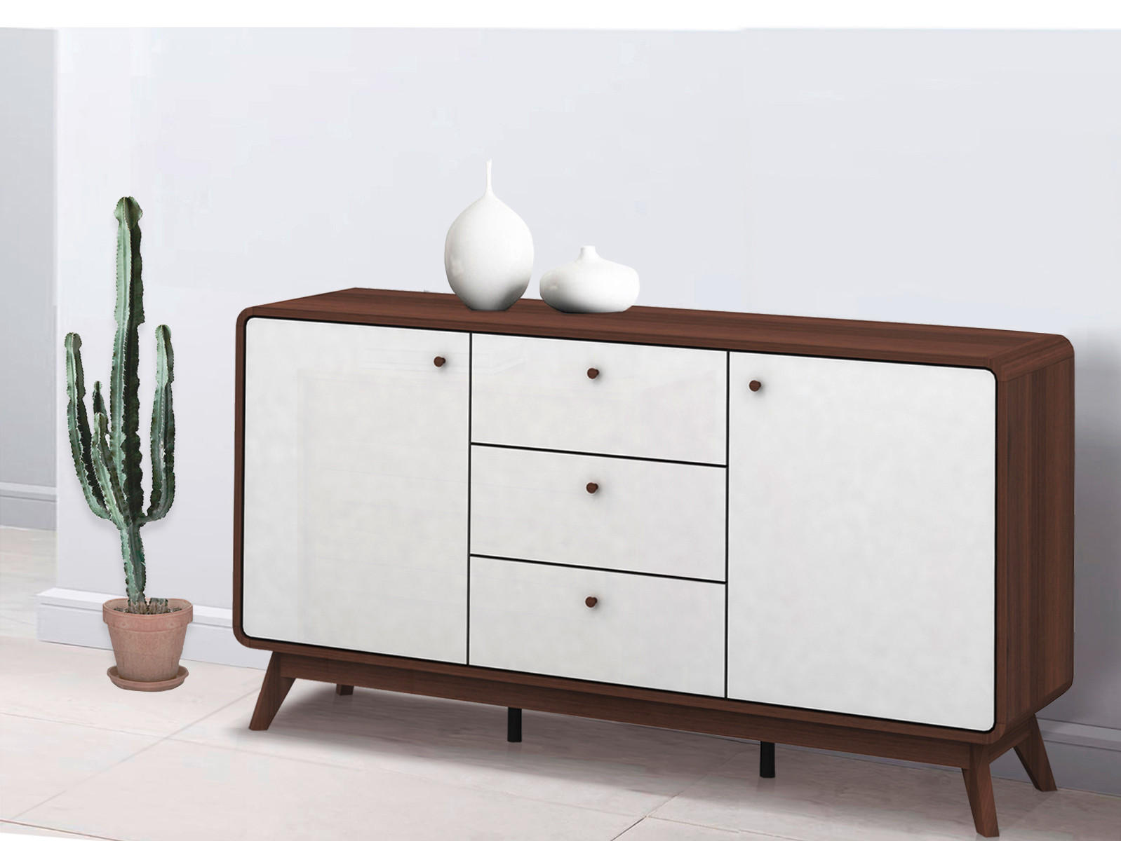 SIDEBOARD 140/75/39 cm - Walnussfarben/Weiß, Design, Holz/Holzwerkstoff (140/75/39cm) - MID.YOU