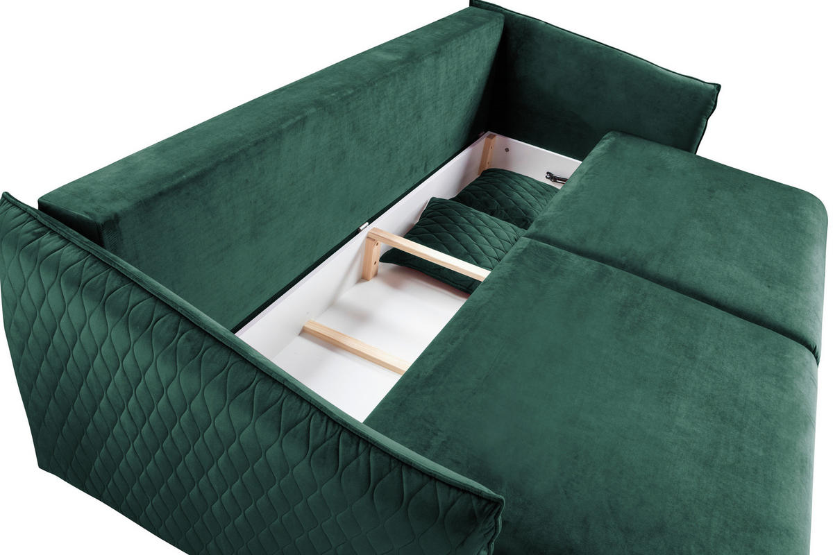 SCHLAFSOFA  mit Schlafen auf Sitzhöhe, Rücken echt Samt Grün  - Goldfarben/Grün, Design, Textil/Metall (235/96/104cm) - MID.YOU