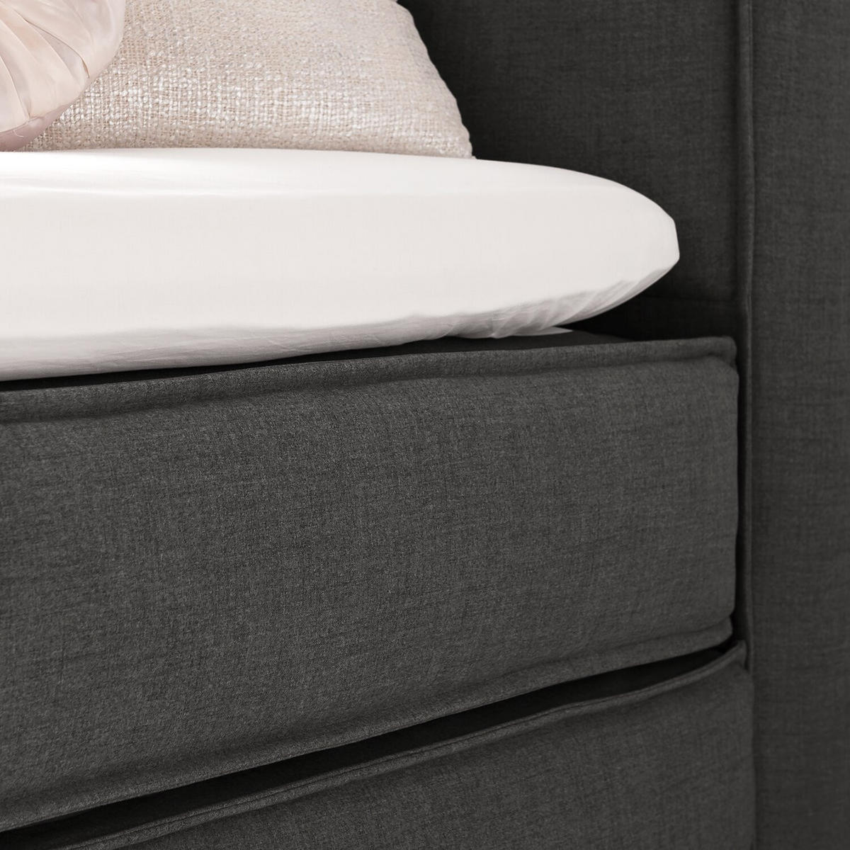 BOXSPRINGBETT 140/200 cm  in Anthrazit  - Anthrazit/Schwarz, Design, Textil (140/200cm) - home24