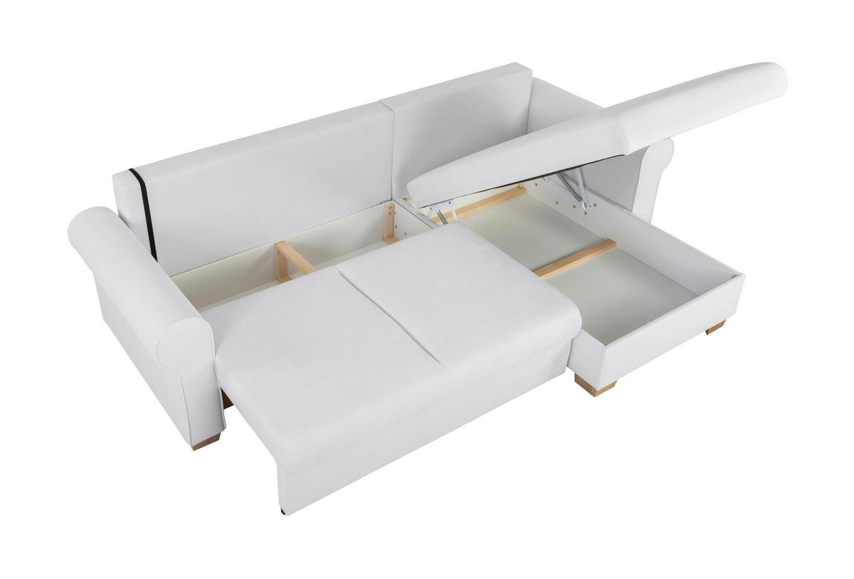 ECKSOFA in Creme  - Buchefarben/Creme, Design, Holz/Textil (266/161cm) - MID.YOU
