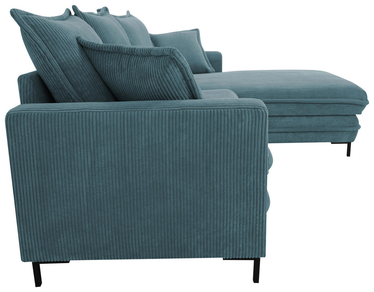 ECKSOFA Blau  - Blau/Hellgrau, Design, Textil/Metall (272/174cm) - MID.YOU
