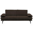 3-SITZER-SOFA in Velours Dunkelbraun  - Dunkelbraun/Beige, Design, Textil/Metall (222/89/104cm) - Dieter Knoll