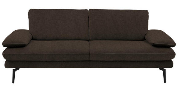 3-SITZER-SOFA in Velours Dunkelbraun  - Dunkelbraun/Beige, Design, Textil/Metall (222/89/104cm) - Dieter Knoll