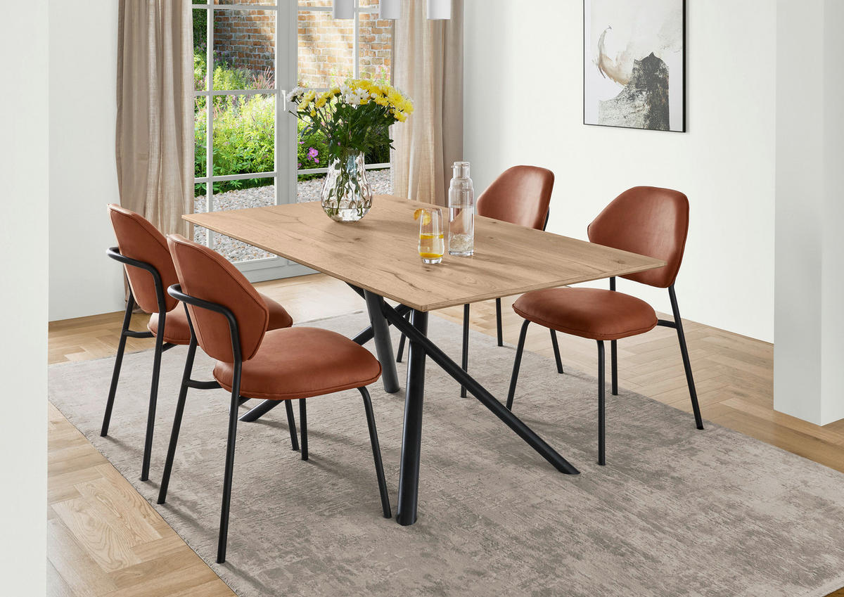 ESSTISCH in Metall, Holzwerkstoff 160/95/76 cm  - Eichefarben, Basics, Holzwerkstoff/Metall (160/95/76cm) - Celina Home