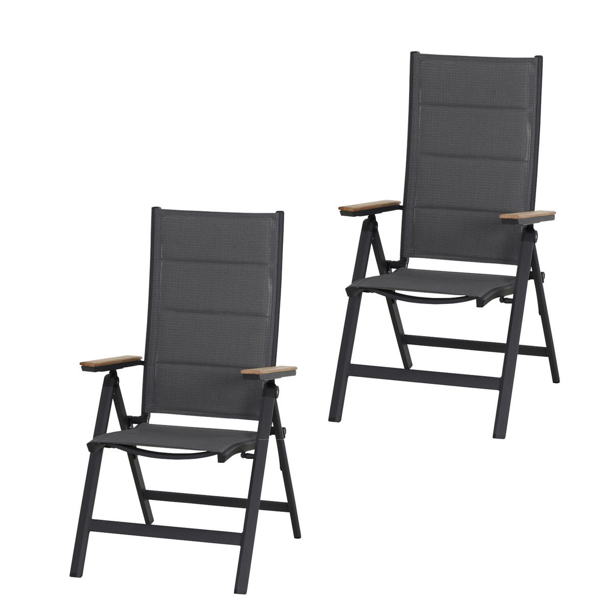 GARTENSTUHL-SET Holz, Metall, Kunststoff Anthrazit  - Anthrazit, Basics, Holz/Kunststoff (59/110/68cm) - Siena Garden